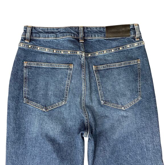 The Kooples Katy Blue Earth Dot Silver Studded Straight Leg Denim Jeans size 28 - Picture 10 of 12